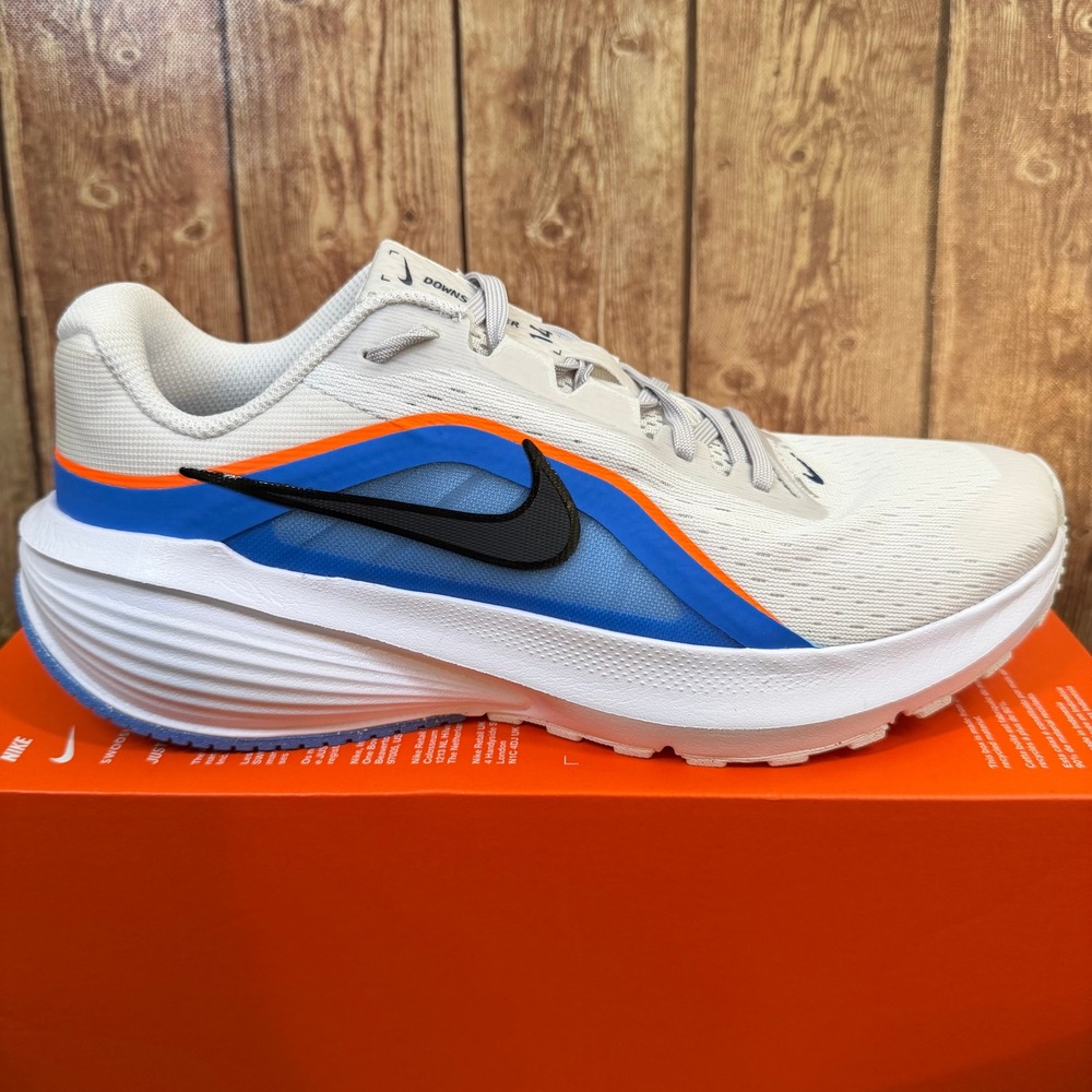 Nike Downshifter 14 Running Shoes Mens Size 9 Platinum Tint Blue Orange Sneakers
